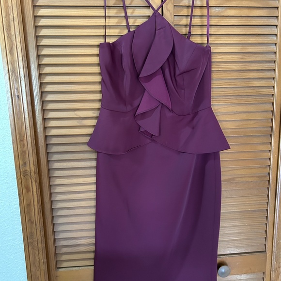 BCBGMAXAZRIA Sleeveless Halter Peplum Dress - Picture 9 of 9